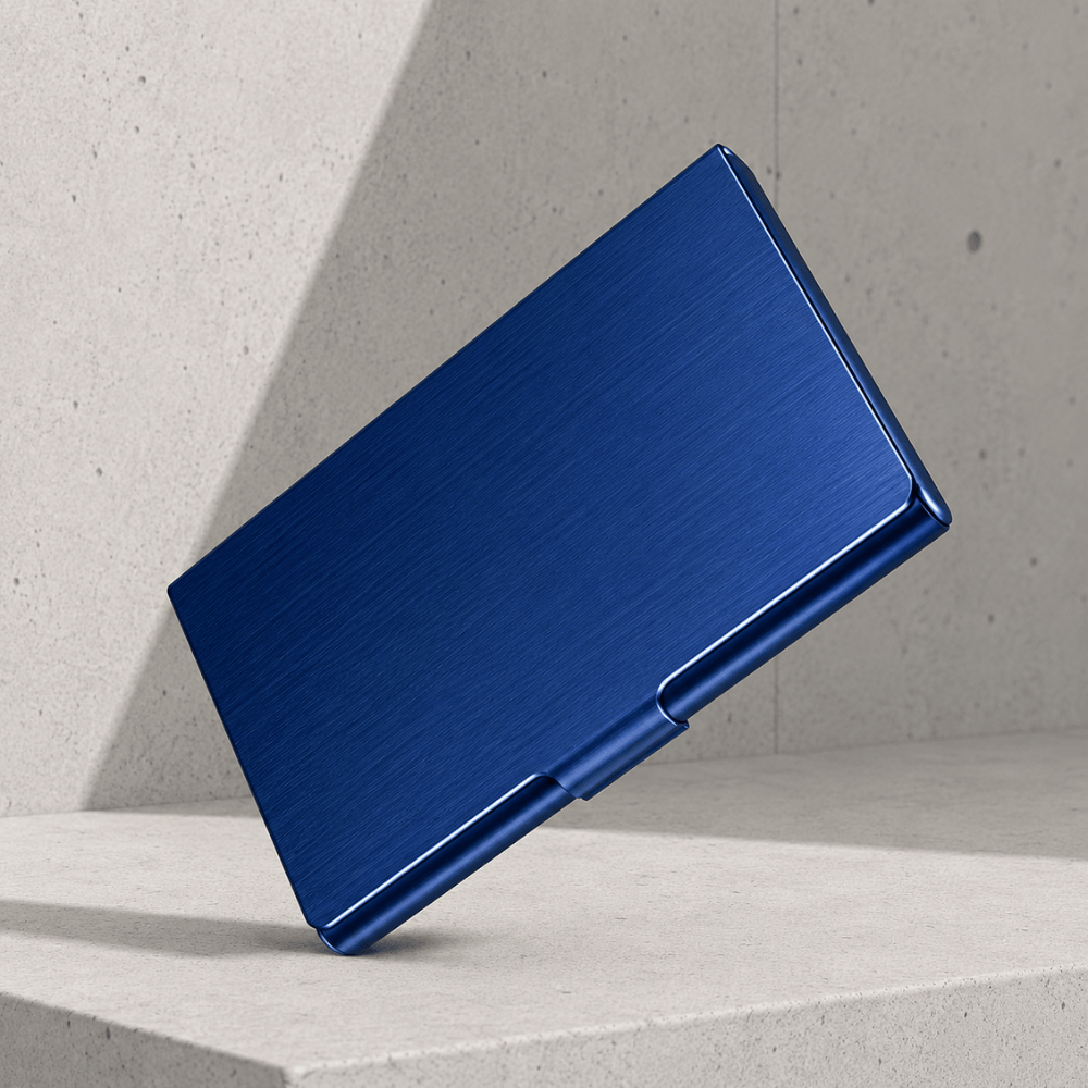 Porte-cartes de visite homme métal bleu