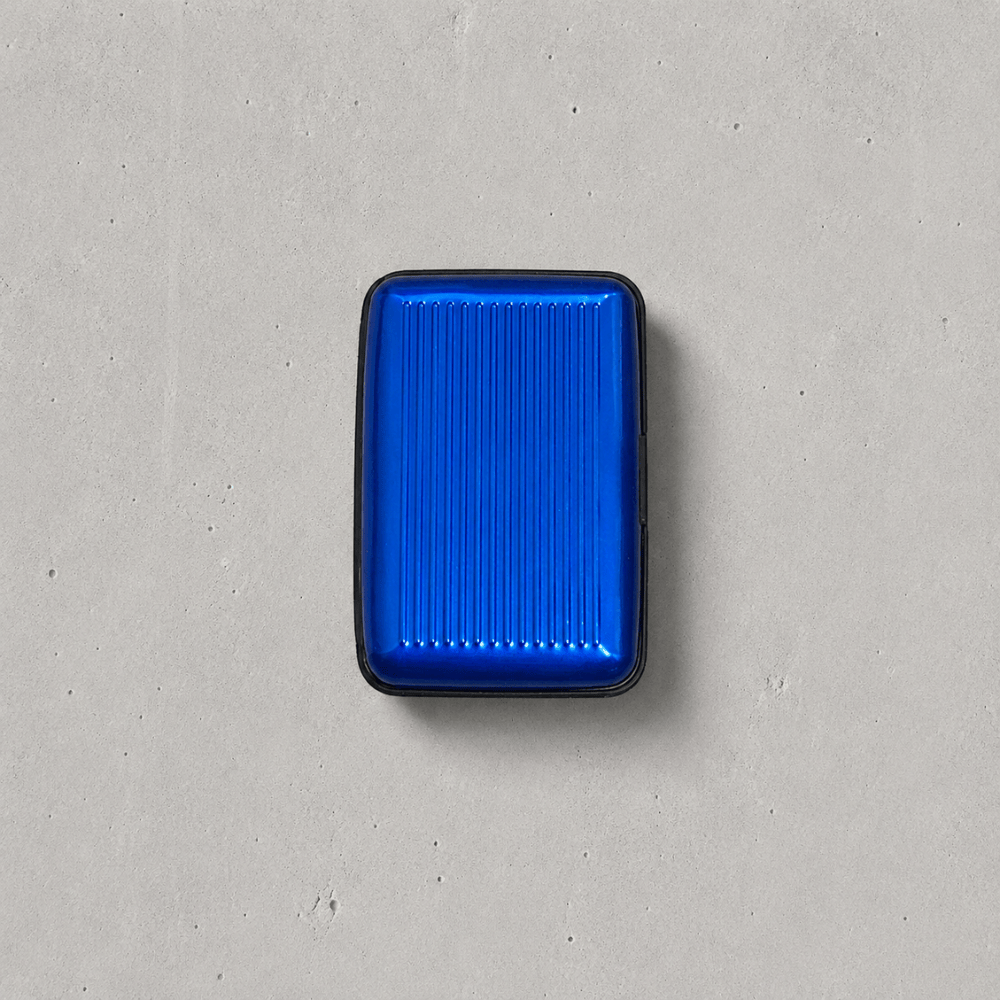 porte-carte homme aluminium bleu