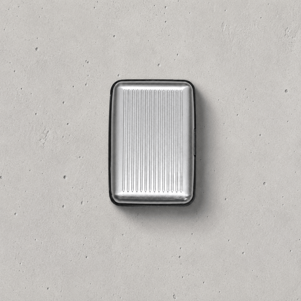 porte-carte homme aluminium gris boîtier