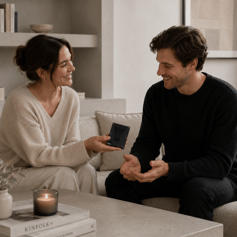 porte-cartes homme aluminium à pince à billets idée cadeau