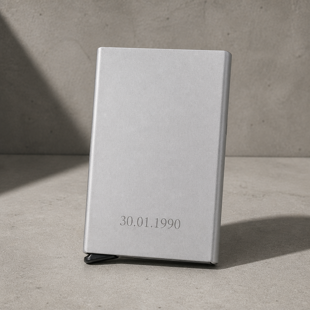 porte-cartes homme aluminium argent RFID personnalise