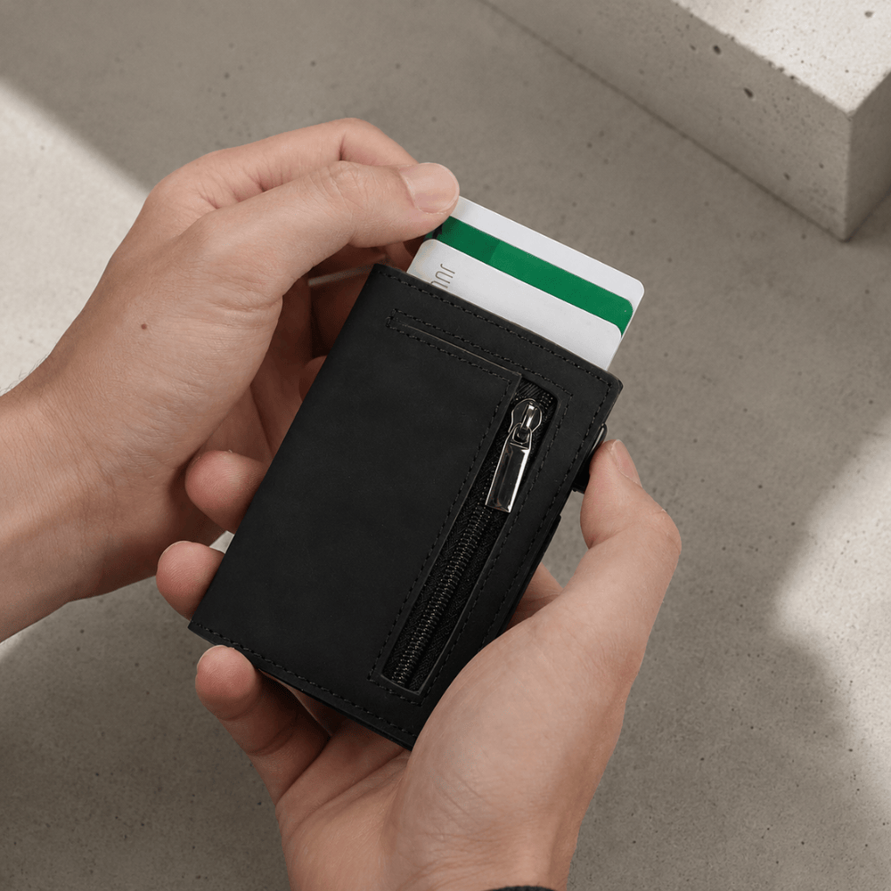 Des Finitions Exemplaires - Porte-Cartes Homme Cuir Véritable Aluminium RFID
