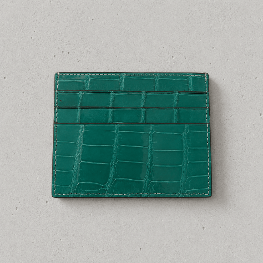 porte-cartes homme cuir crocodile vert
