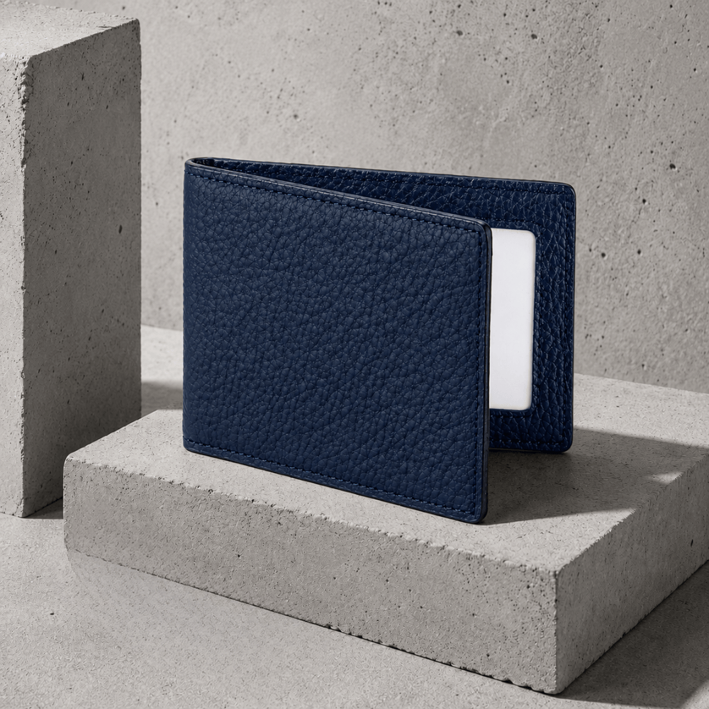 Porte-cartes homme cuir fin bleu marine