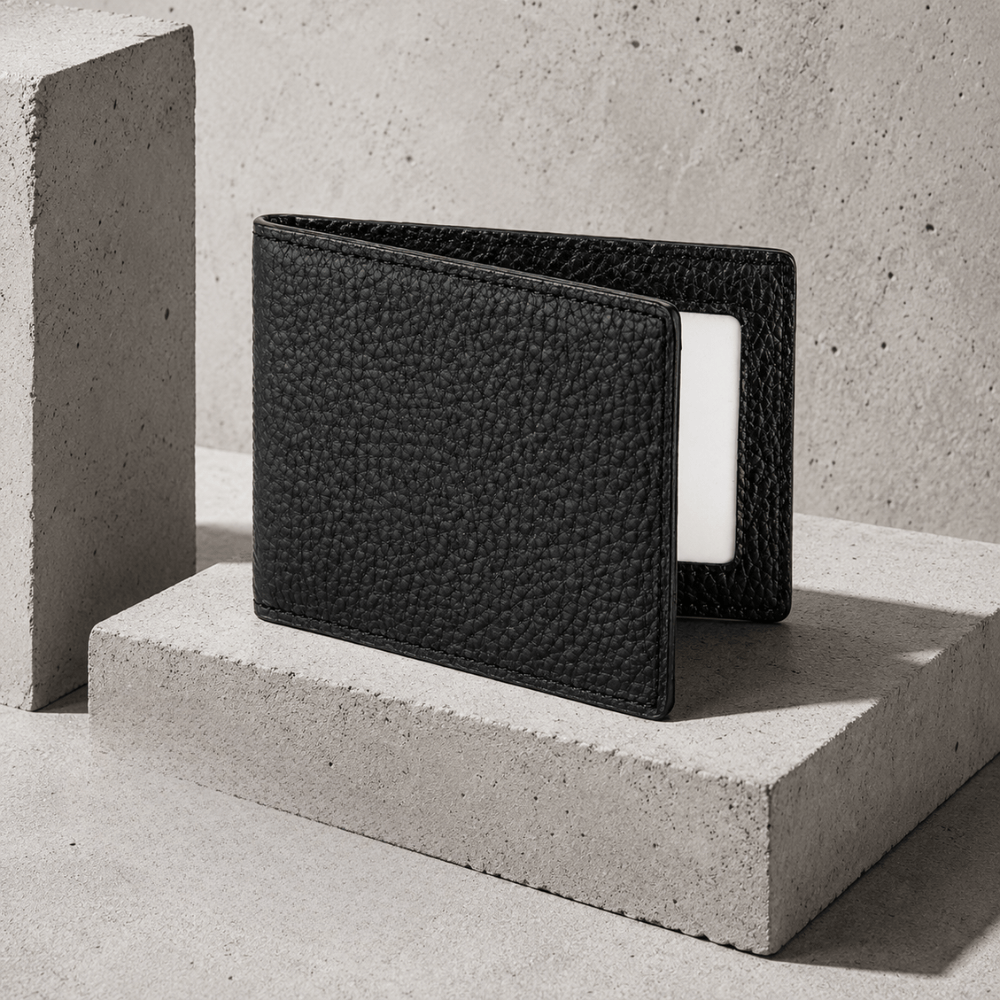Porte-cartes homme cuir fin noir fenetre transparente