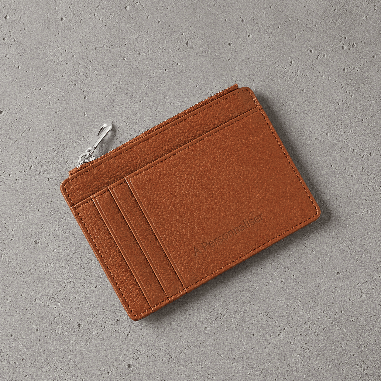 porte-cartes cuir camel personnalisable à graver homme