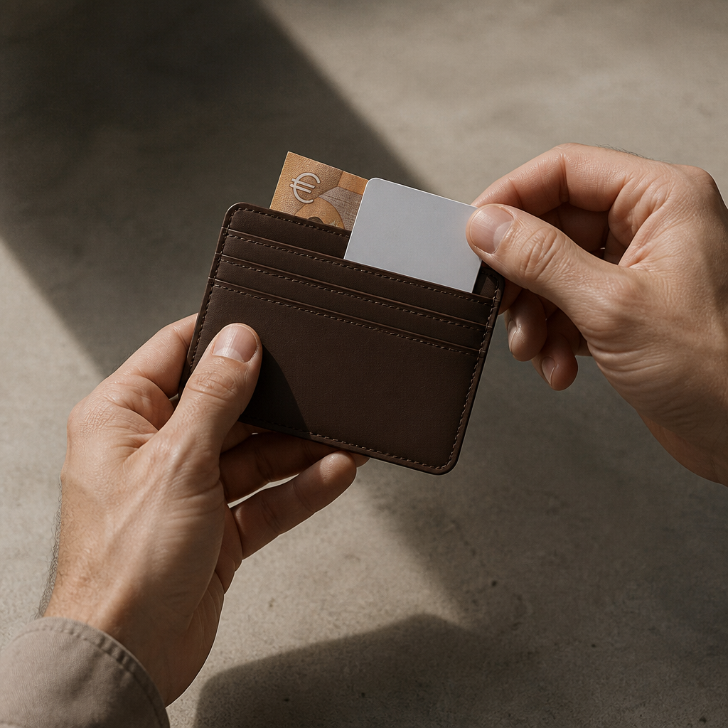 porte-cartes homme fin marron poche avant