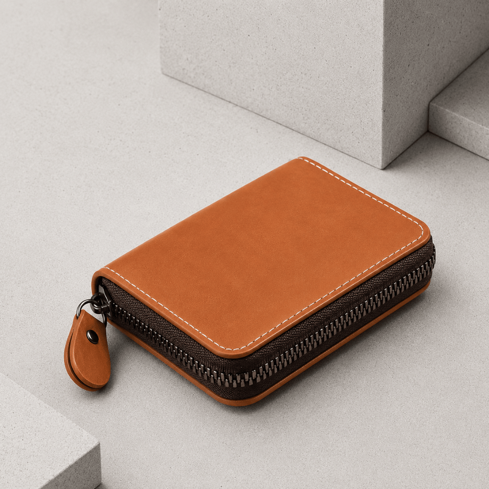 Porte-cartes homme multiple camel grande capacité 