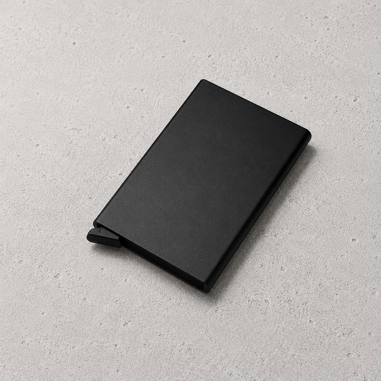 Porte-cartes homme en métal anodisé noir, boîtier slim à éjection