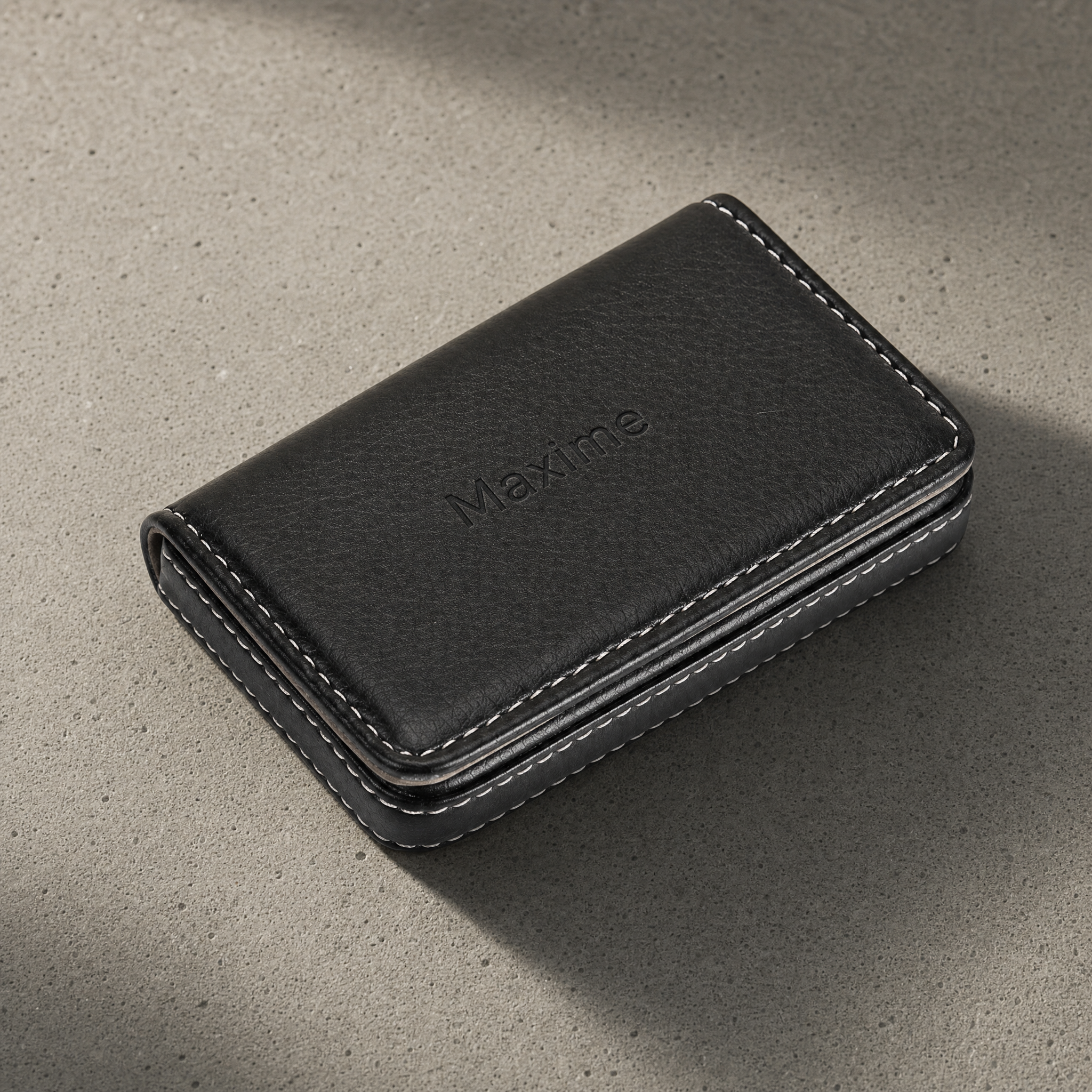 porte-cartes homme magnétique noir gravé