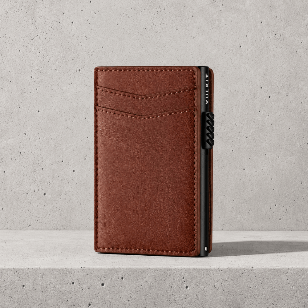 Porte-cartes homme RFID automatique en aluminium marron 
