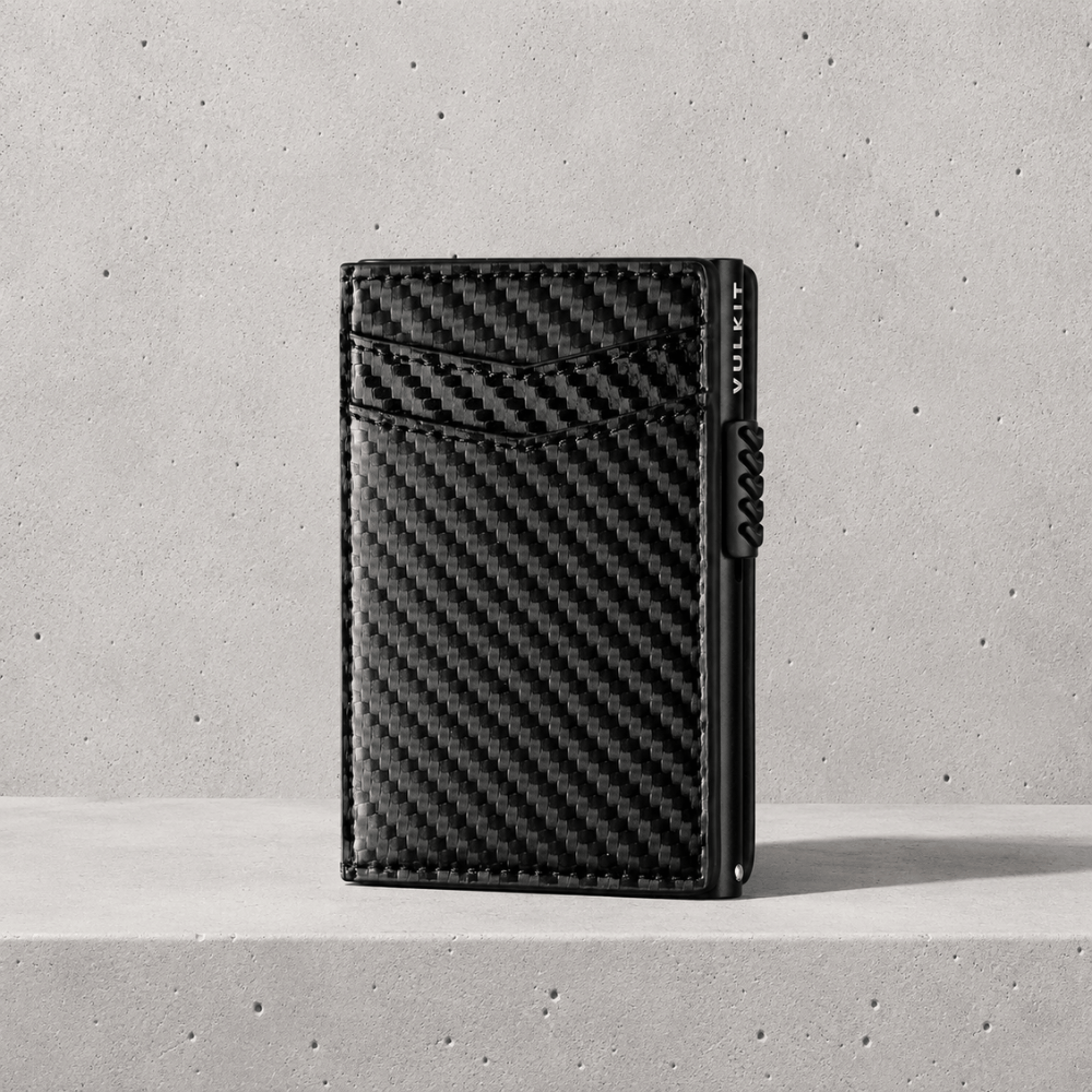 Porte-cartes homme RFID aluminium noir carbone anti-piratage 