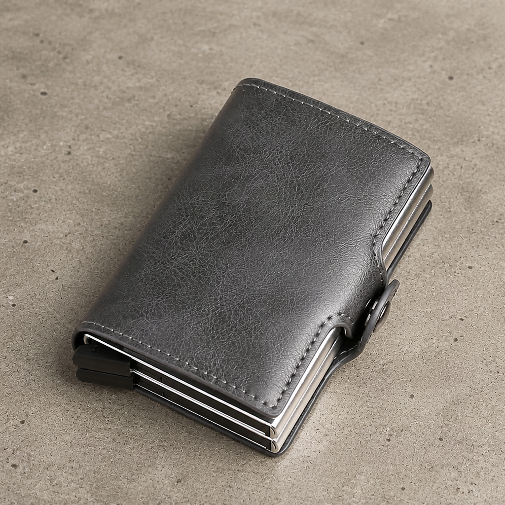 Porte-cartes homme sécurisé RFID gris