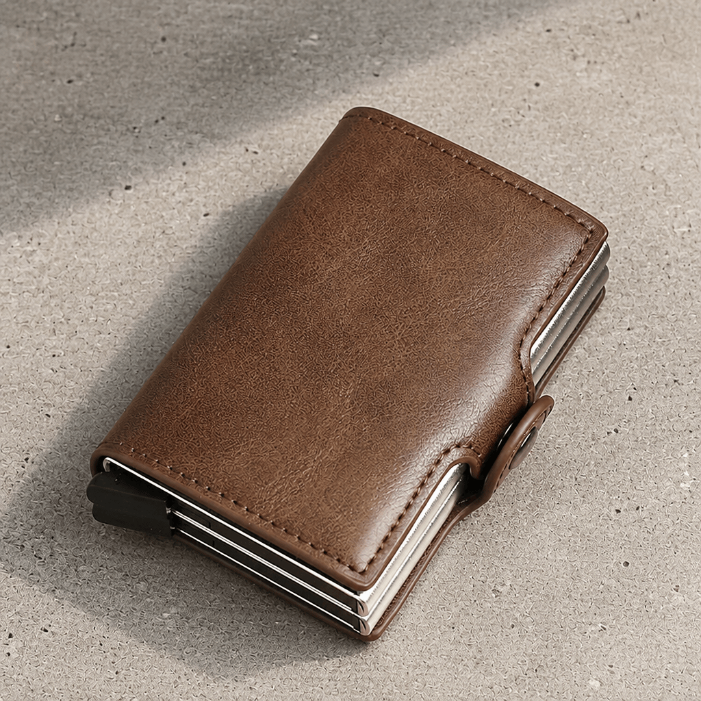 Porte-cartes homme sécurisé RFID marron