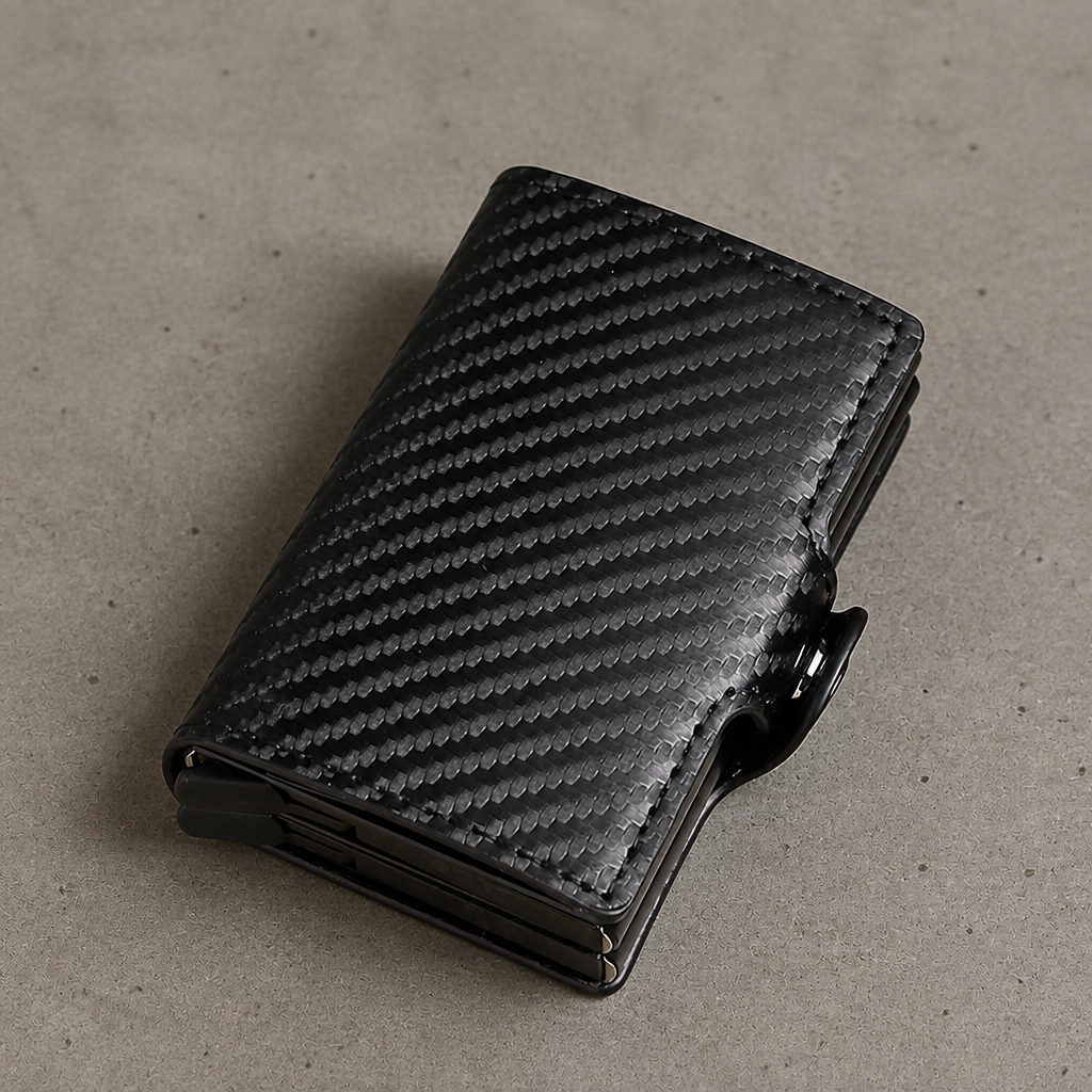 Porte-cartes homme sécurisé RFID noir carbone