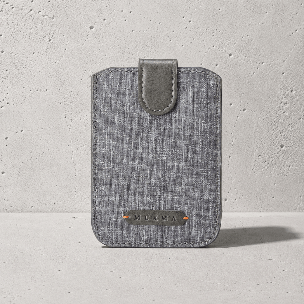 porte-carte téléphone RFID gris au dos du téléphone