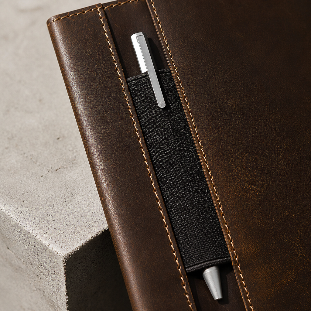 Des Finitions Exemplaires - Porte-Document A5 en Cuir Marron, Étui à Carnet