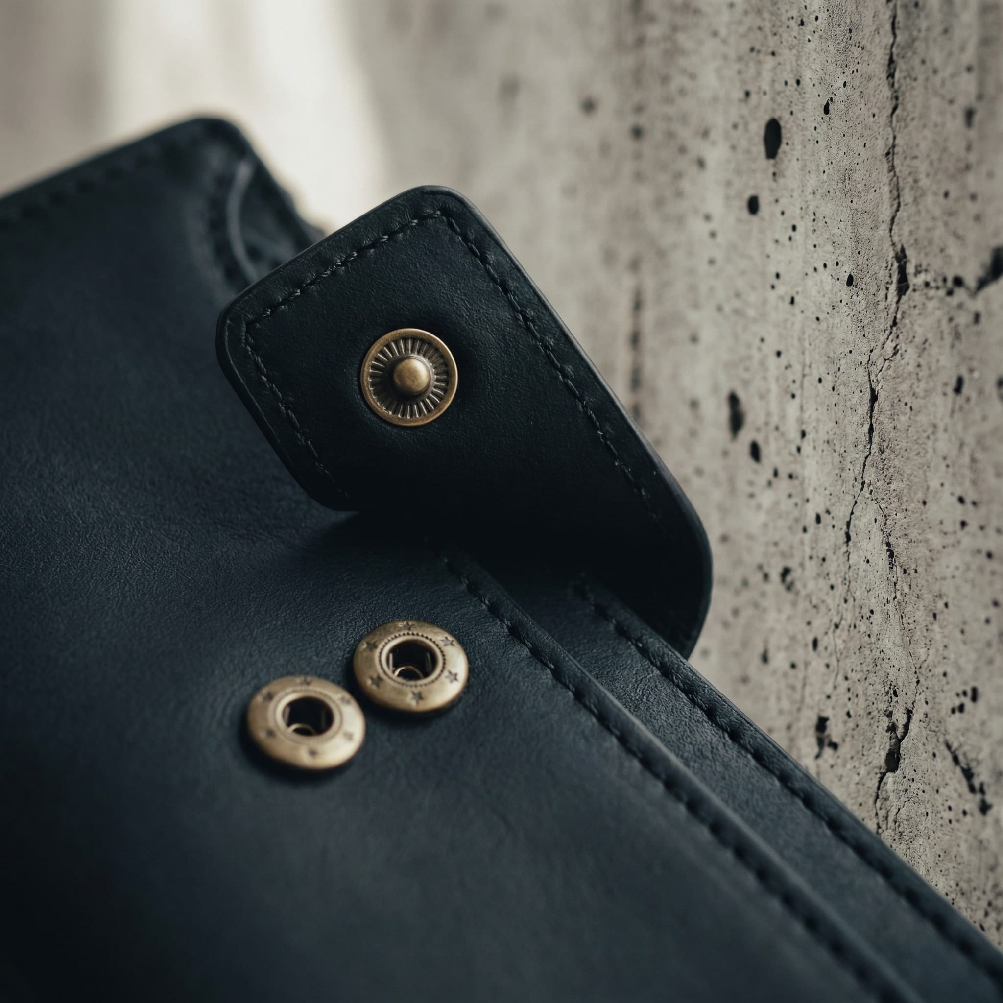 portefeuille compact homme noir fermeture pression bronze