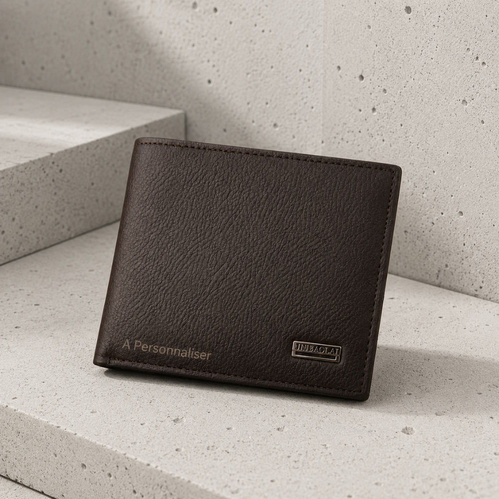 Portefeuille cuir gravé homme marron à graver d'un prénom