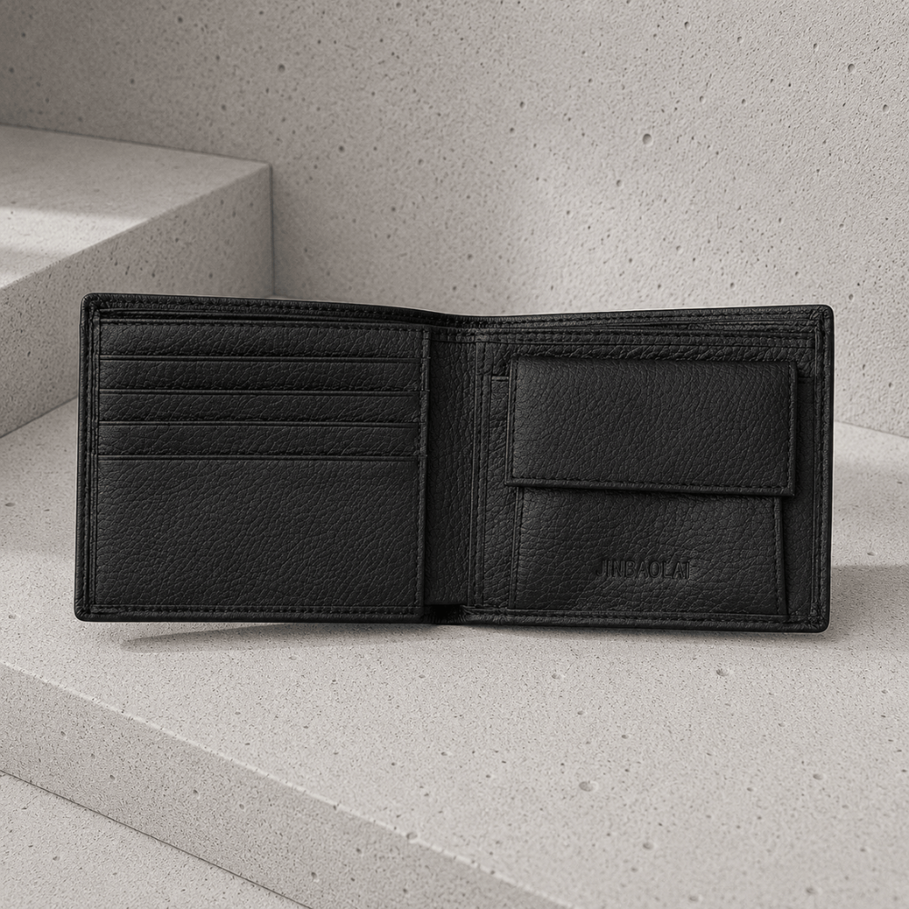 Intérieur portefeuille cuir homme : logements cartes et rangement monnaie