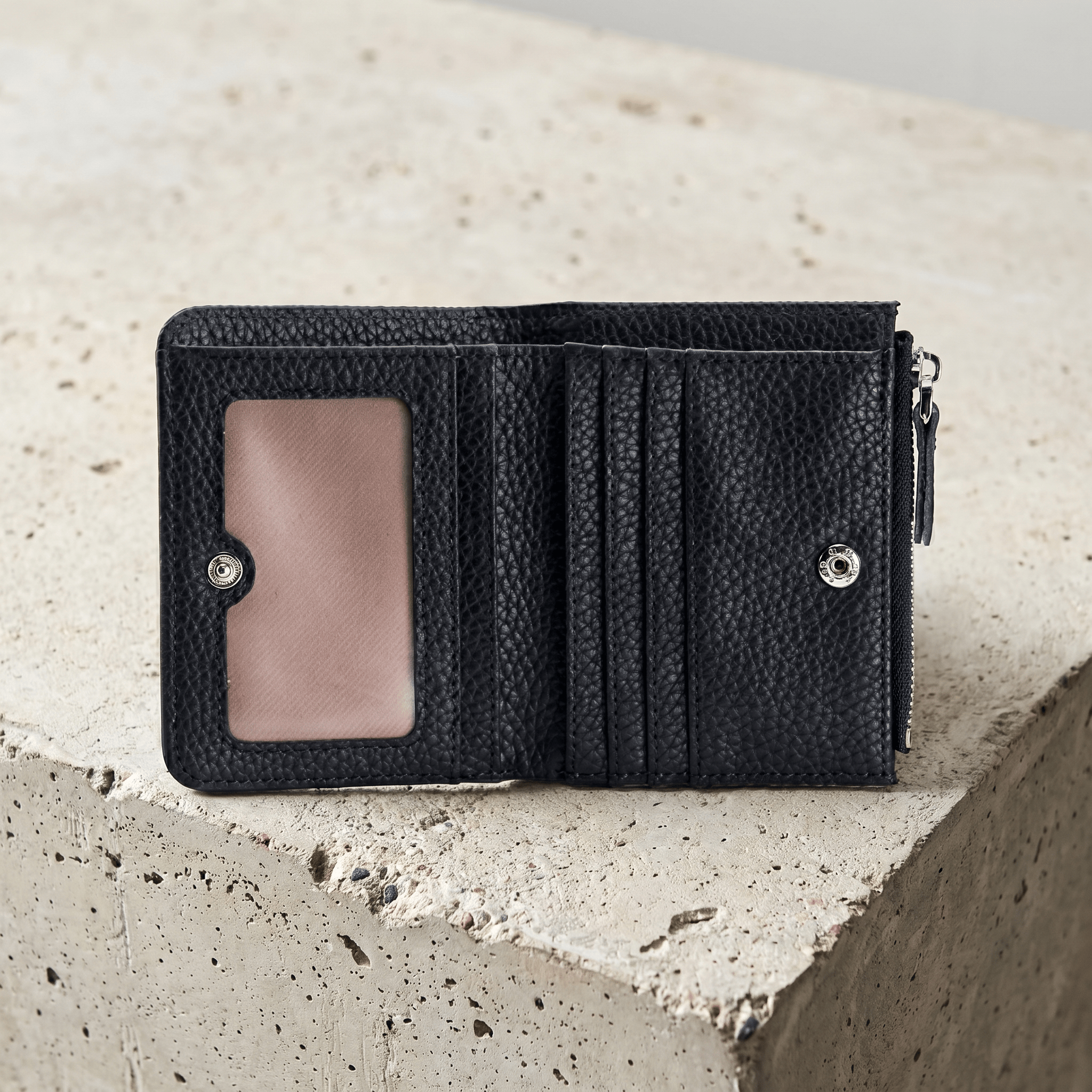 portefeuille en cuir homme noir intérieur 5 cartes fenêtre ID