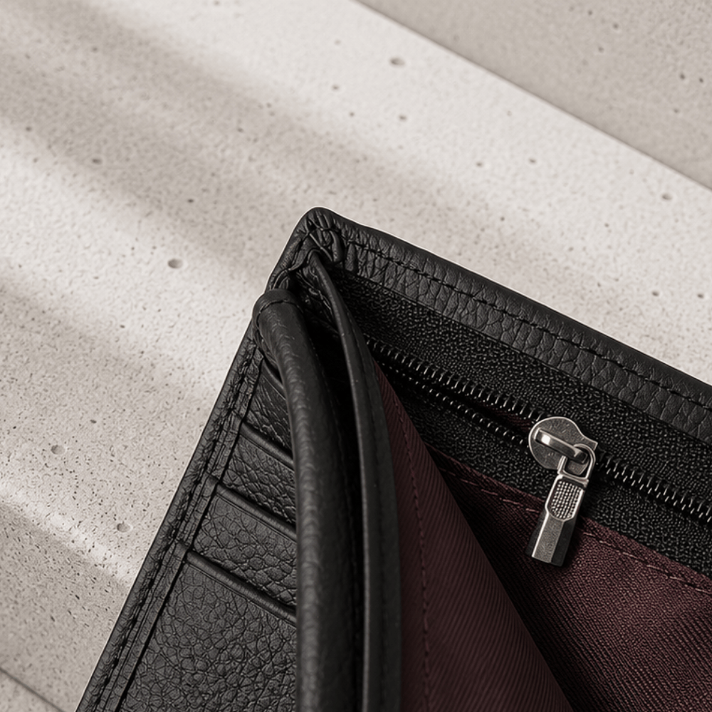 Portefeuille cuir homme, poche zippée intérieure