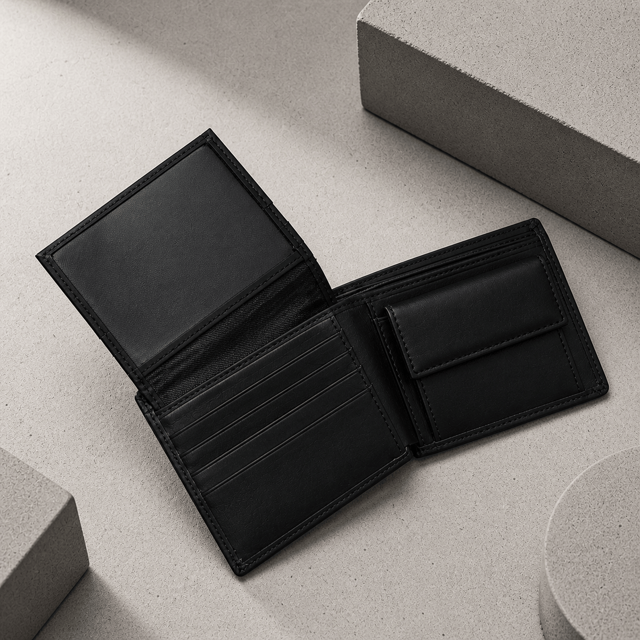 portefeuille cuir noir homme intérieur compartiments cartes poche monnaie