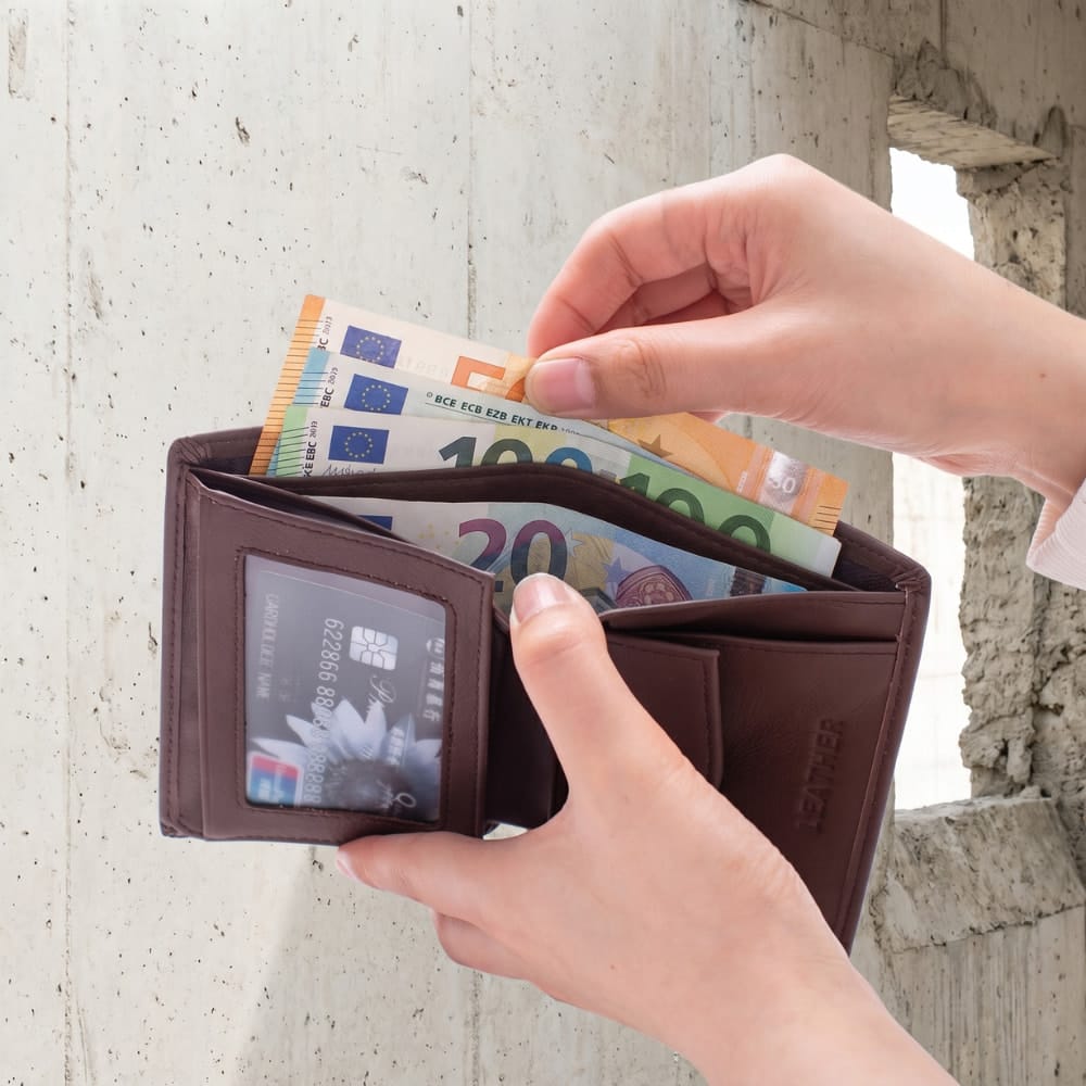 portefeuille en cuir homme marron compartiments billets