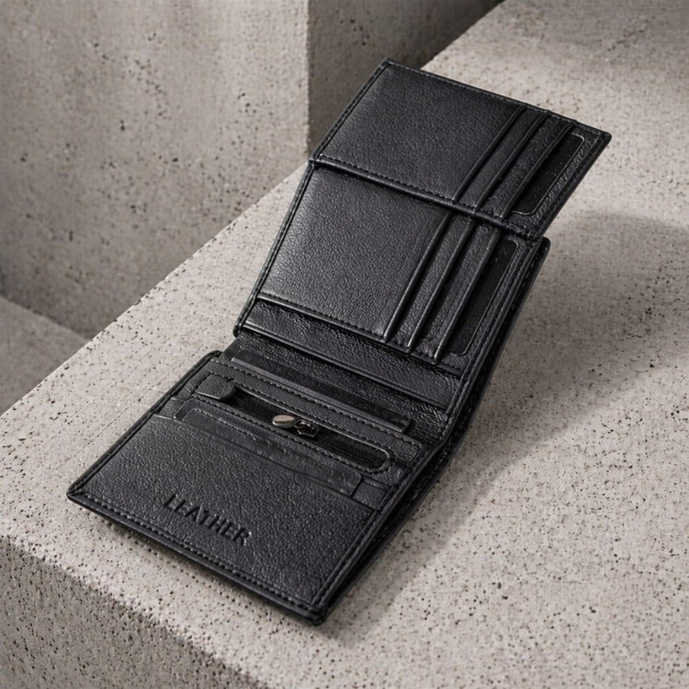 portefeuille en cuir homme noir intérieur compartiments