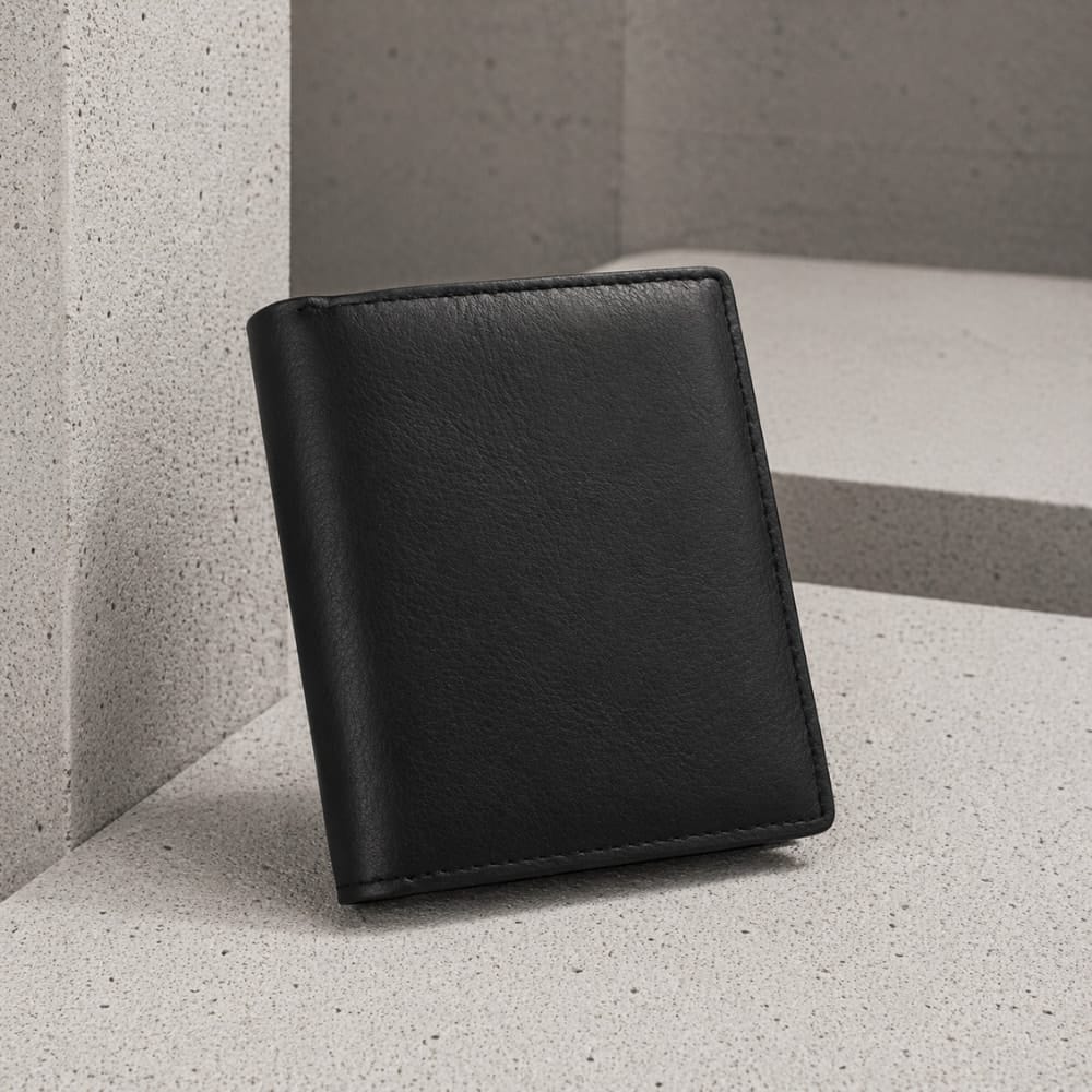 portefeuille homme cuir véritable noir bifold packshot
