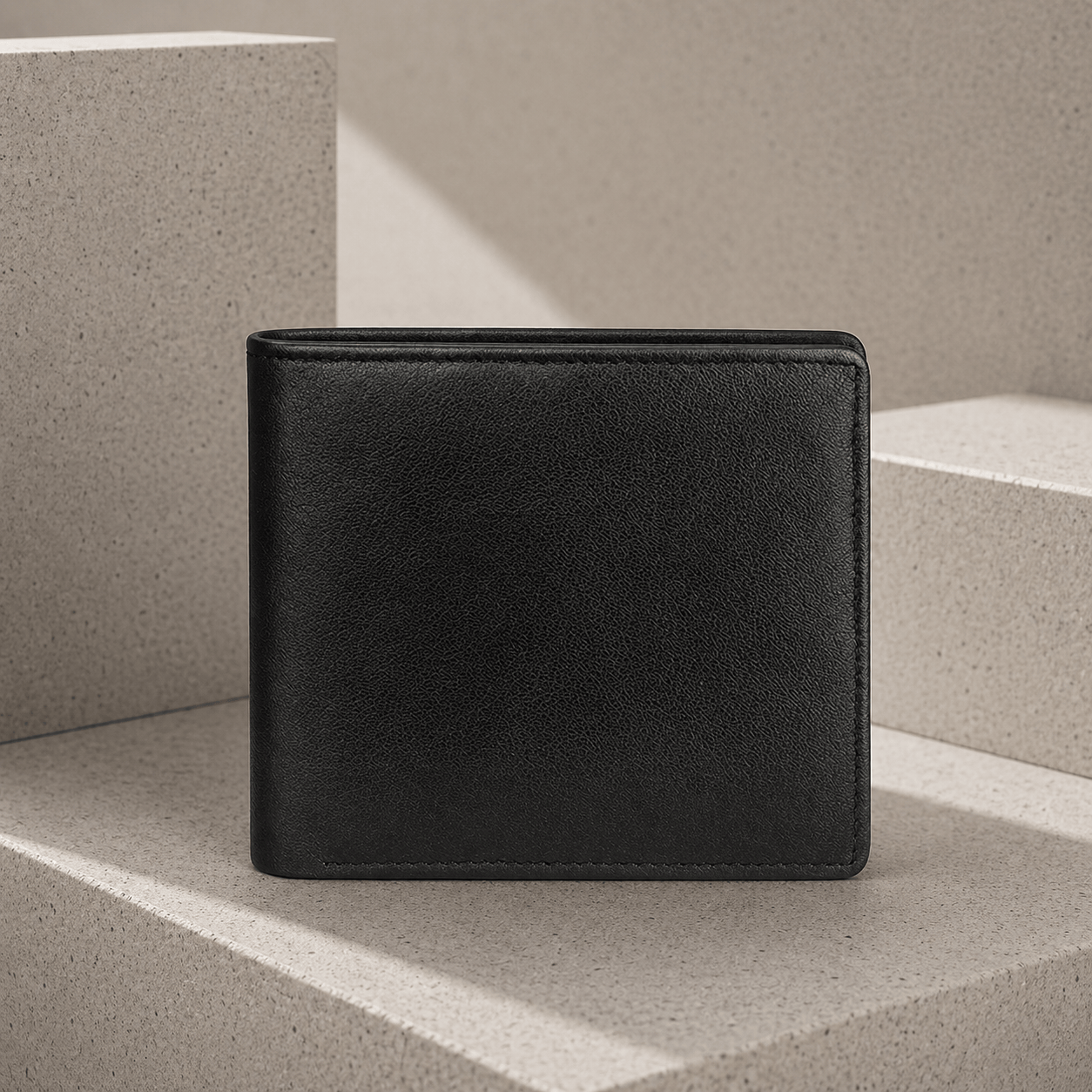 portefeuille homme cuir véritable slim noir format italien packshot