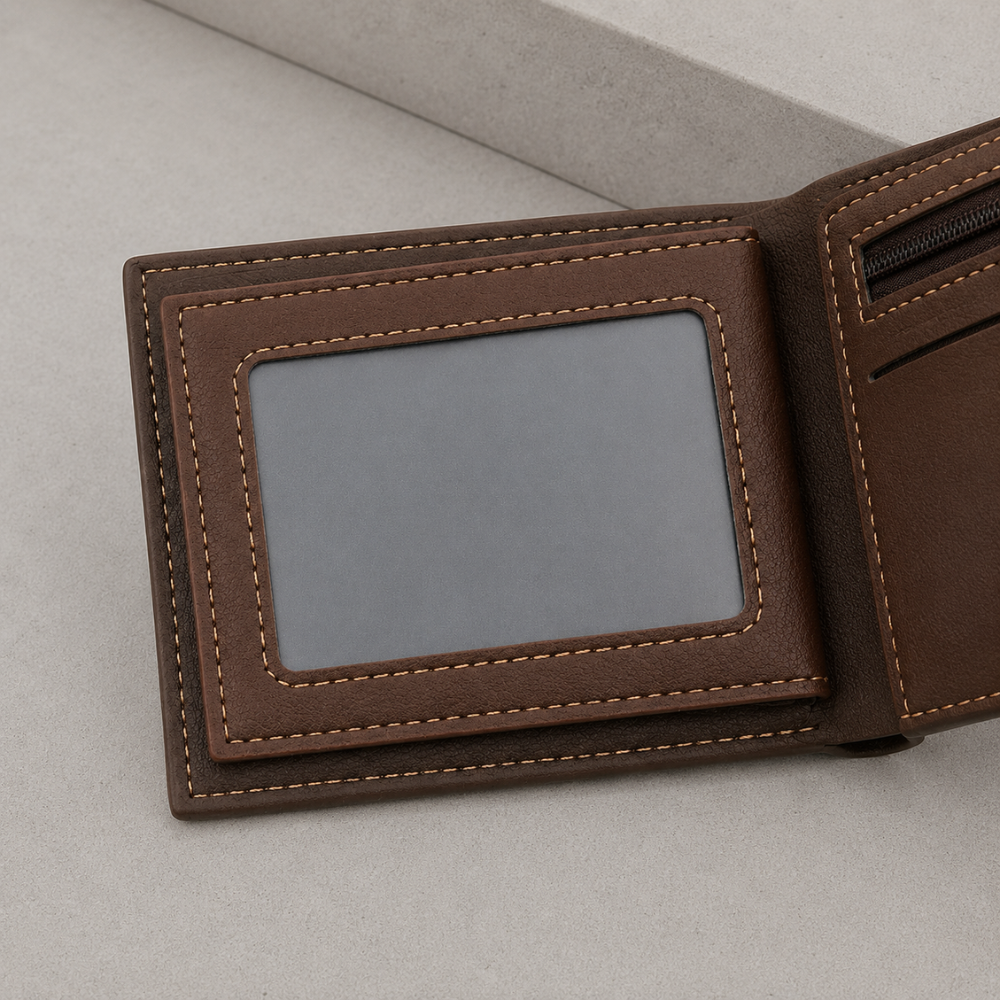 Portefeuille homme, fenêtre transparente pour carte d'identité
