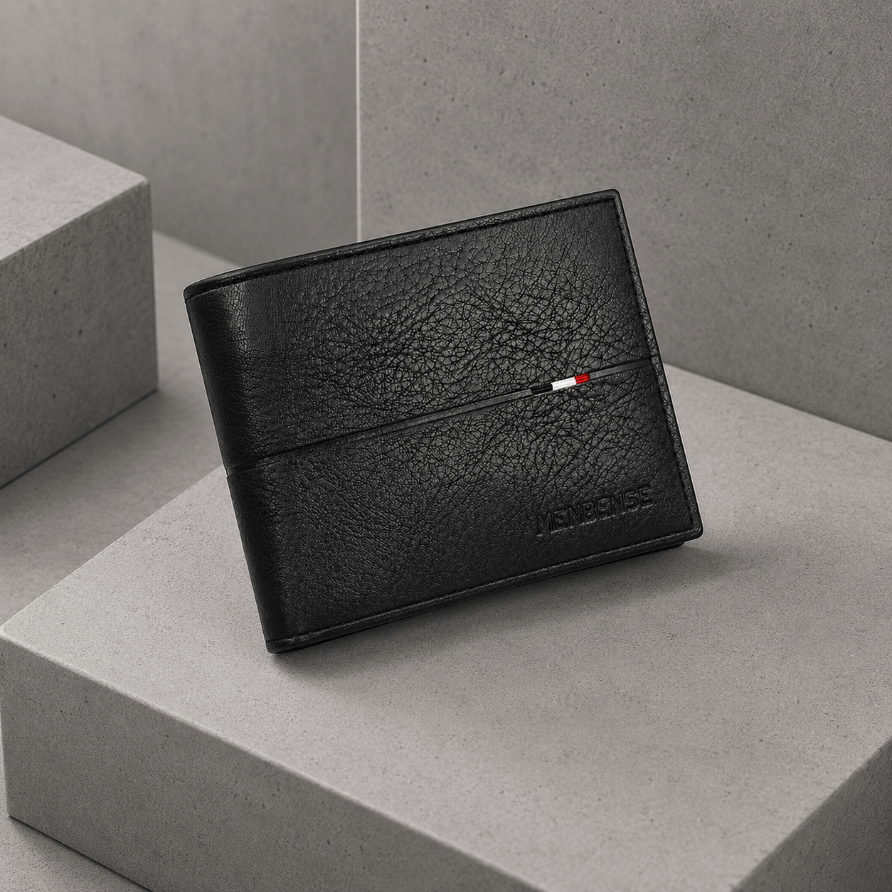 portefeuille homme fin noir grainé bouton-pression