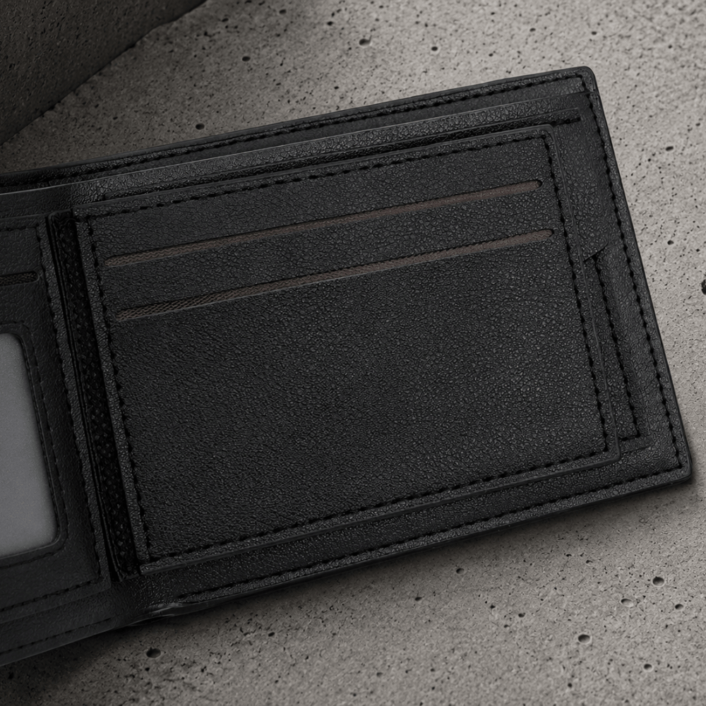 portefeuille homme fin noir intérieur porte-cartes verticaux grainé