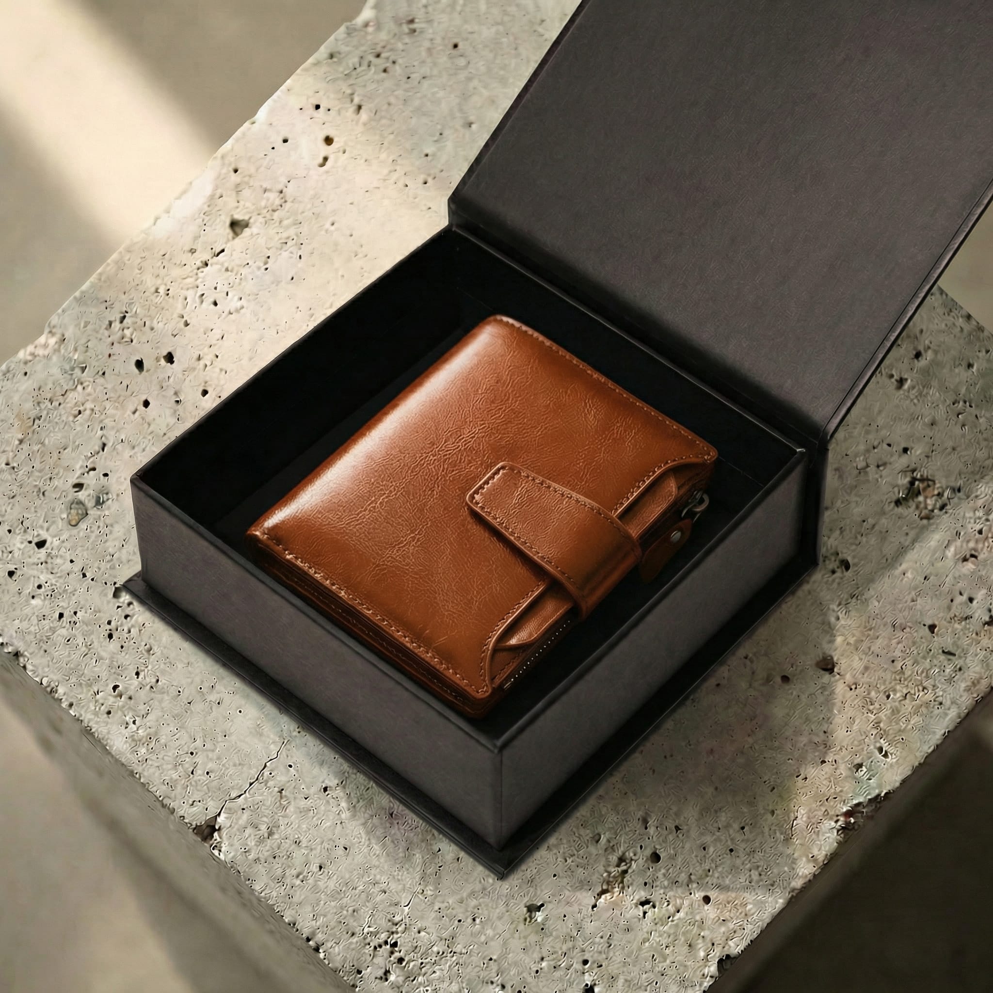 portefeuille homme marron cadeau coffret