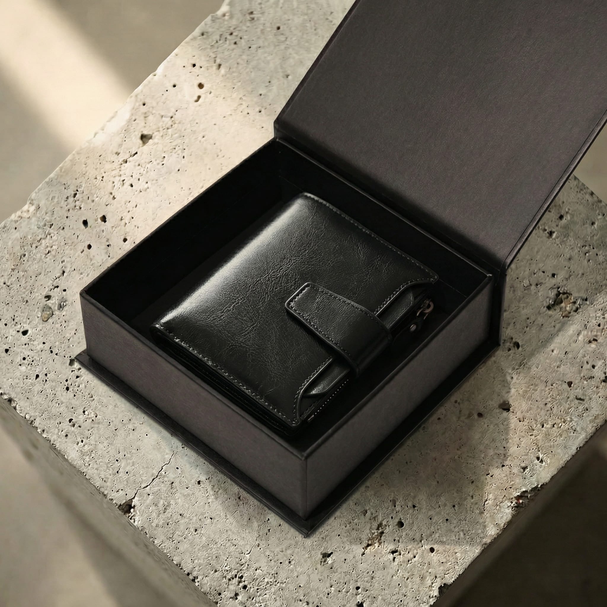 portefeuille homme noir coffret cadeau