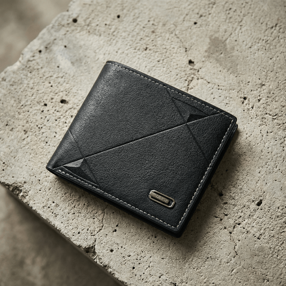 portefeuille homme cuir noir bifold fermé similicuir béton
