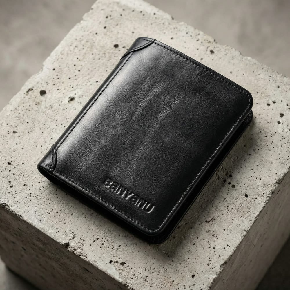 portefeuille homme vertical rfid noir bifold similicuir