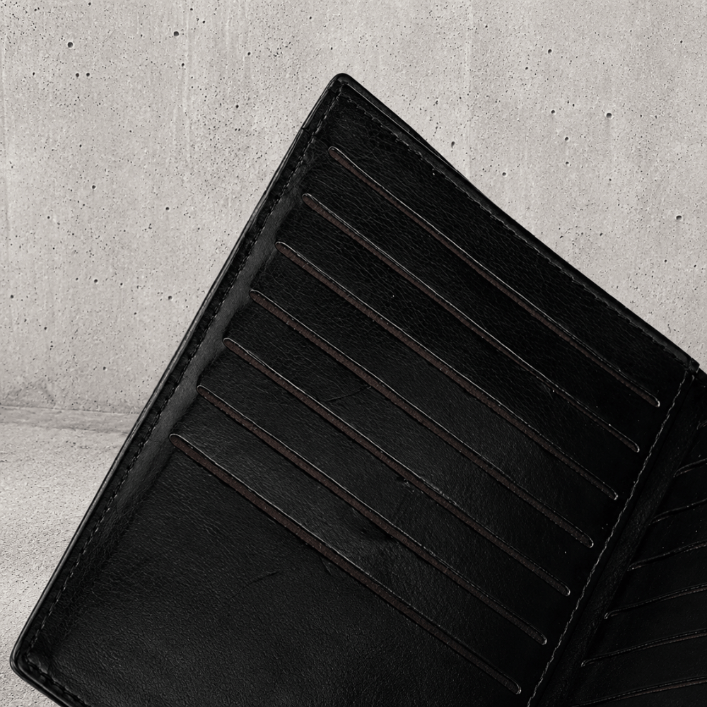 Detail des 16 logements porte cartes du portefeuille homme passeport voyage en similicuir noir