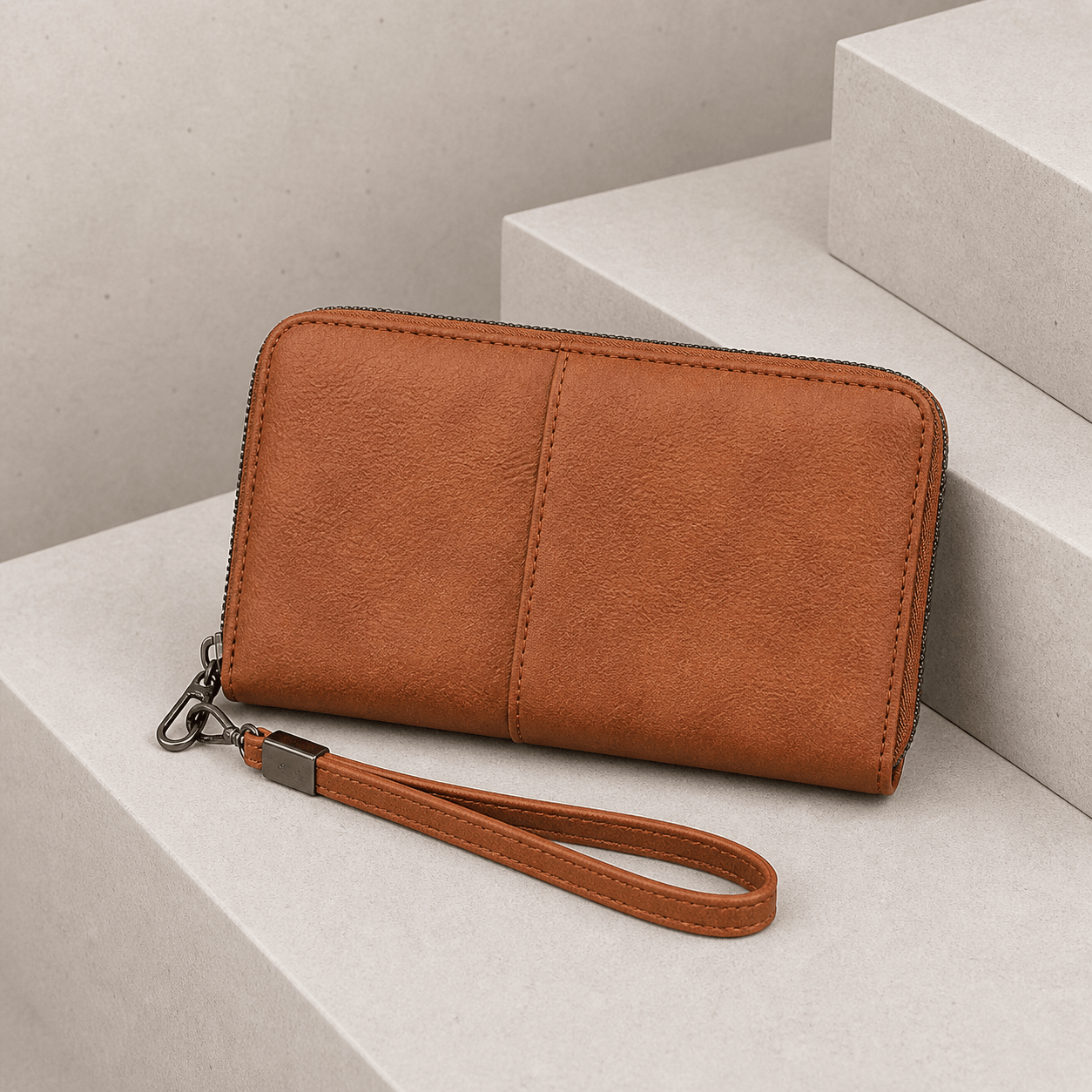 portefeuille long homme grand format camel dragonne