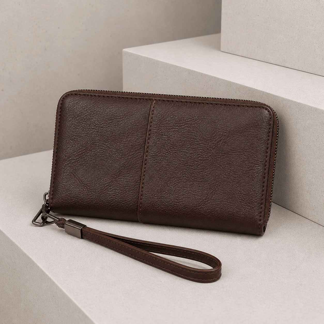 grand portefeuille homme voyage passeport marron dragonne long