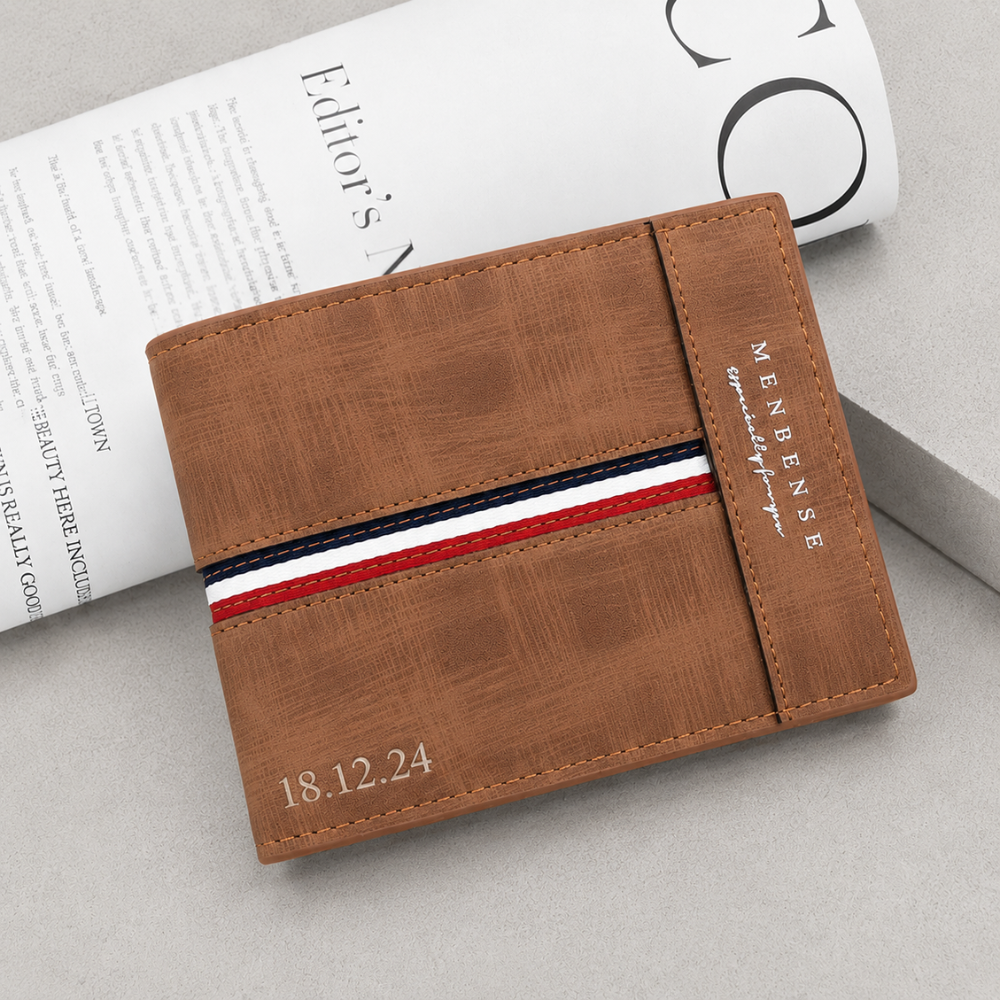 Portefeuille personnalisable homme camel, gravure date