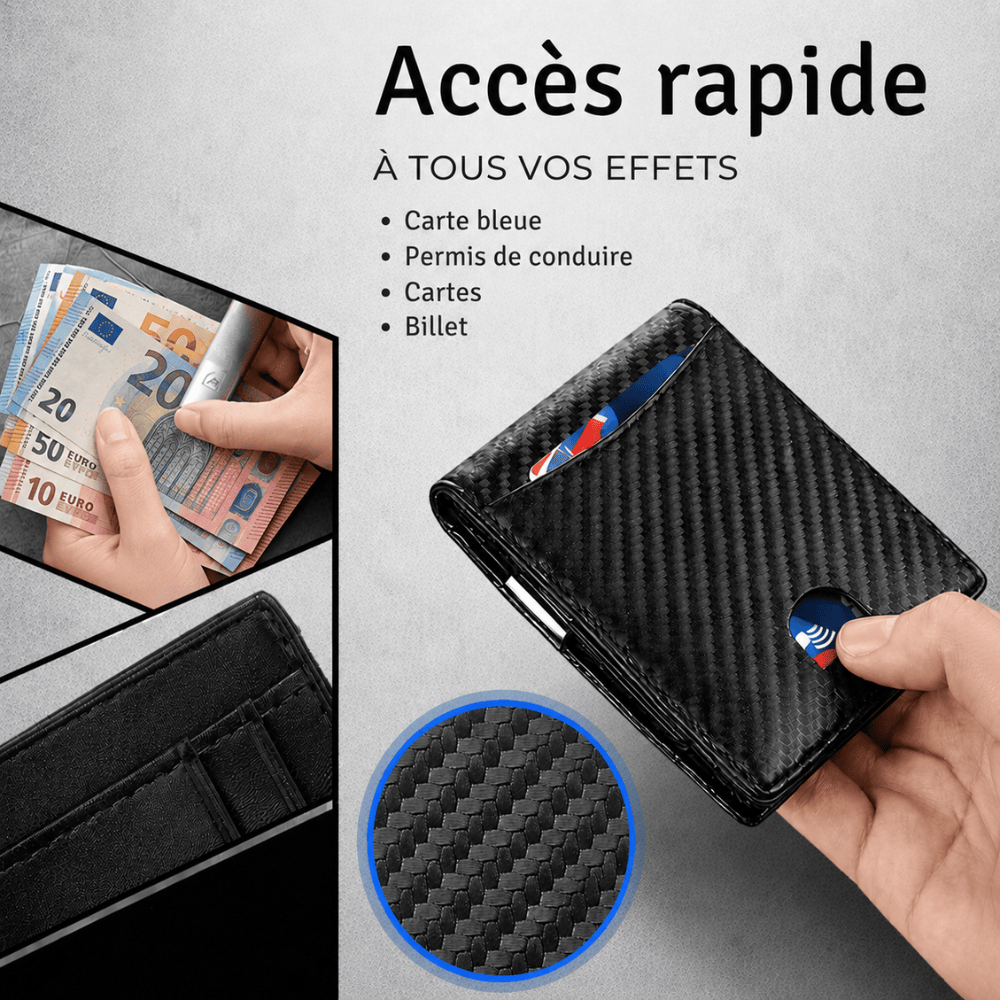 portefeuille personnalisé homme accès rapide cartes billets pièces rfid