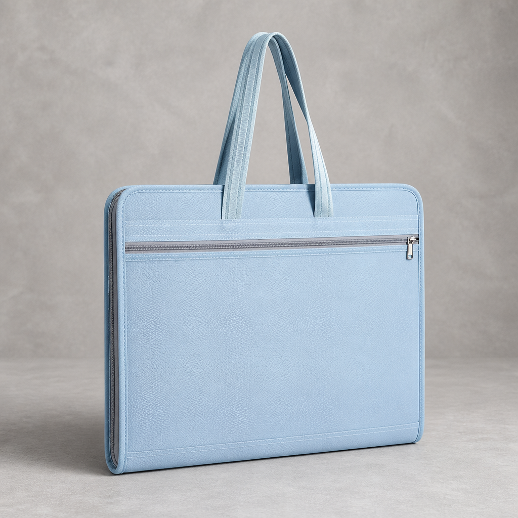 Sac porte-document homme A3 en toile Oxford bleu, format 48 x 38 cm