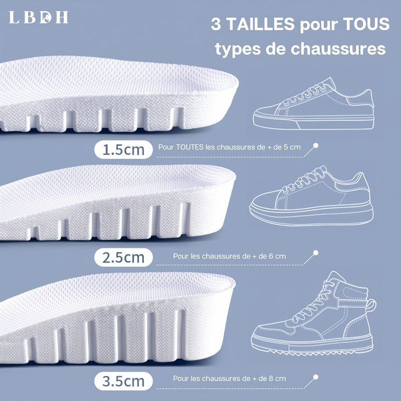 Semelles rehaussantes 3 hauteurs et types de chaussures compatibles