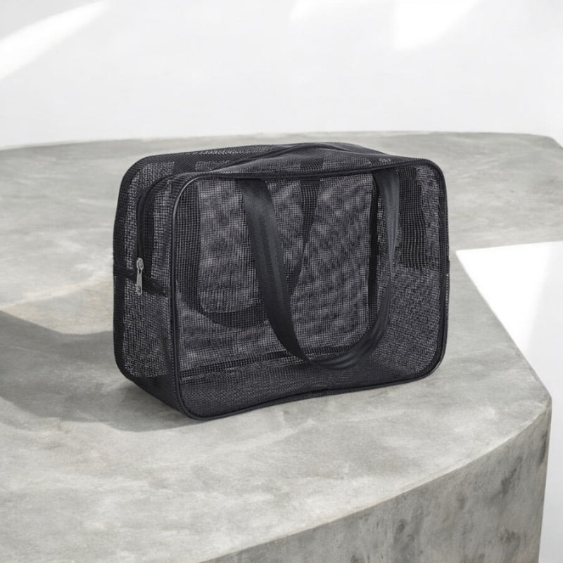 grande trousse de toilette voyage transparente maille caoutchouc
