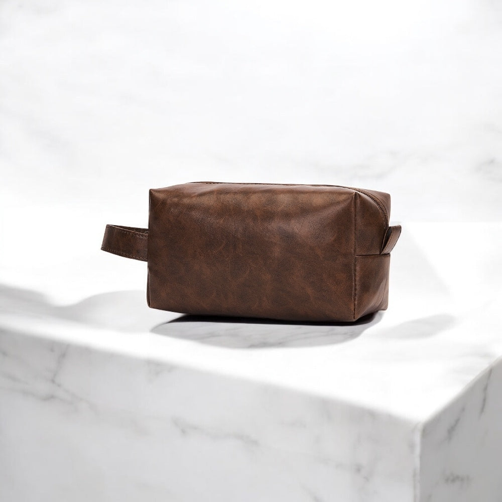 Trousse de toilette homme personnalisable prenom cuir  
