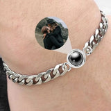 Bracelet cubain argent personnalisé photo argent