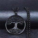 Collier et pendentif arbre de vie noir