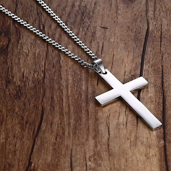 Collier et pendentif croix chrétienne argent